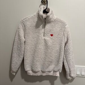 Topshop White Sherpa Quarter Zip